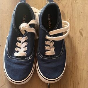 Old Navy Kids Navy Canvas Lace-Up Sneakers with White Laces